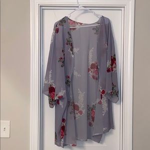 Sheer grey/flowered 3XL cardigan